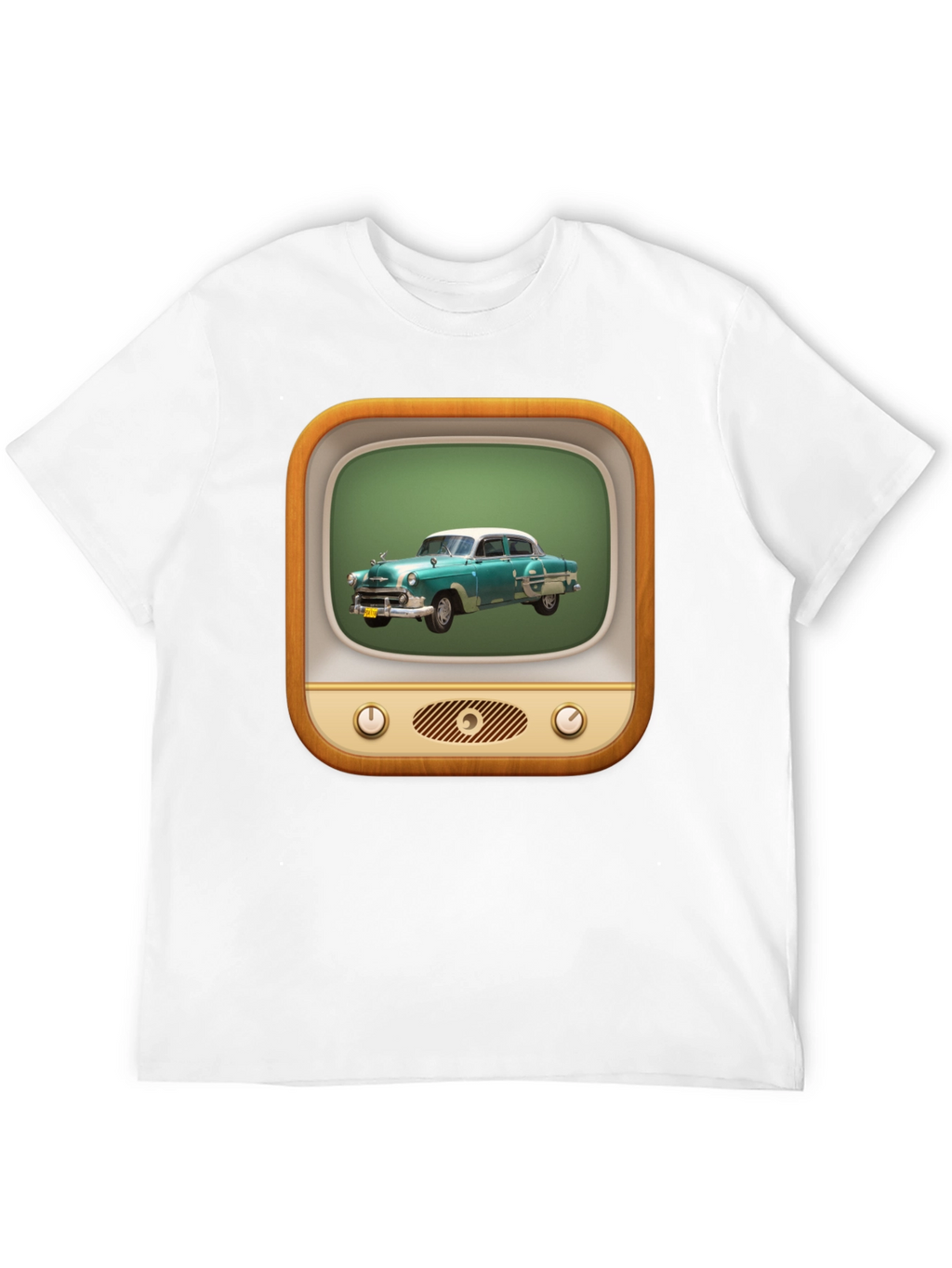 Retro Car TV Graphic Black T-Shirt