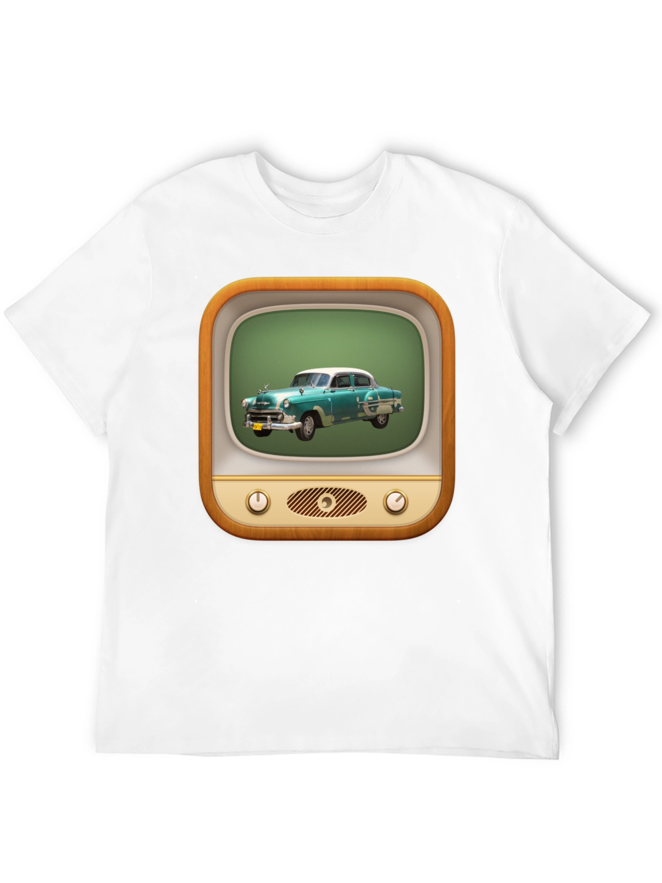 Retro Car TV Graphic Black T-Shirt