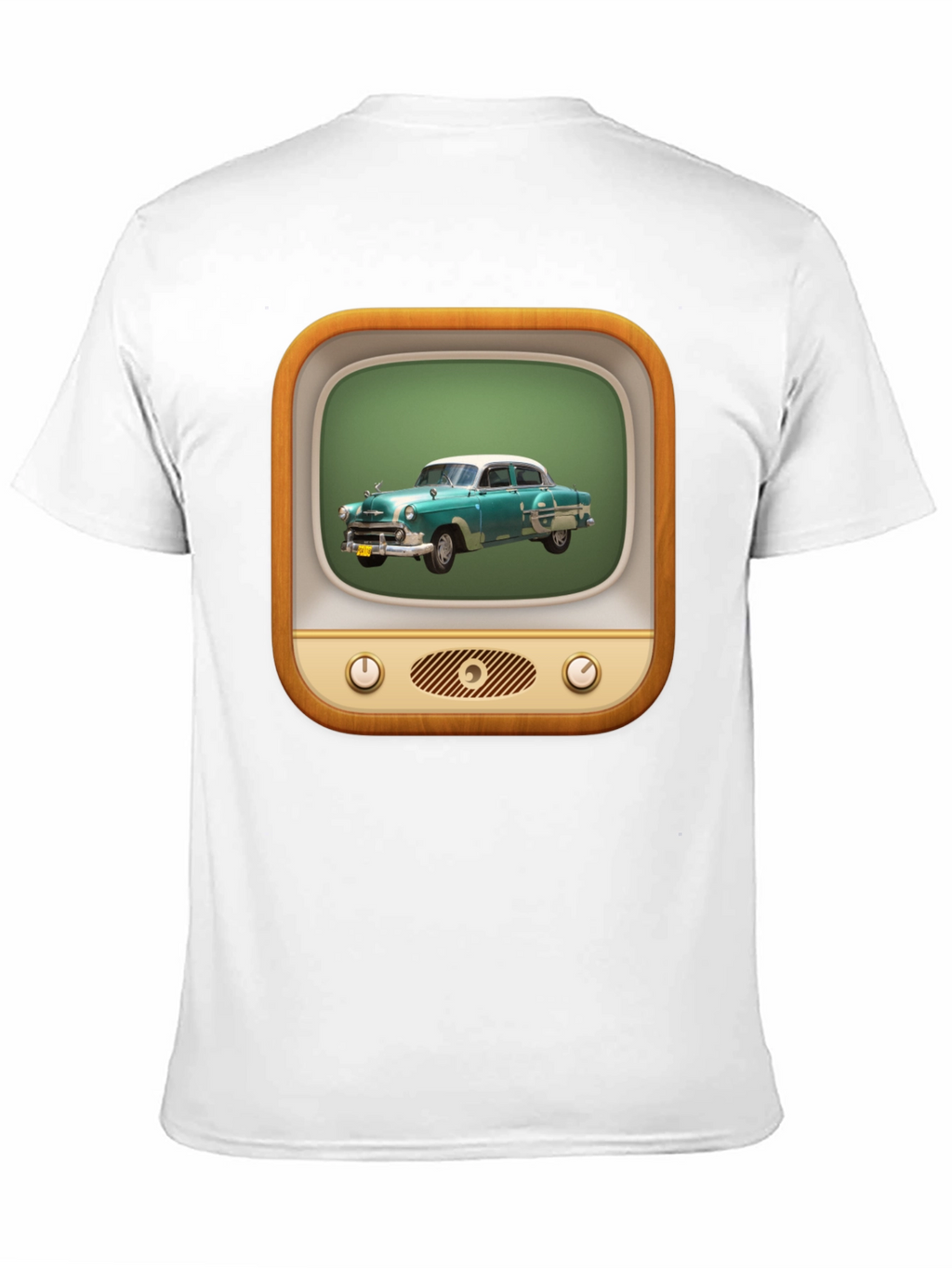 Retro Car TV Graphic Black T-Shirt