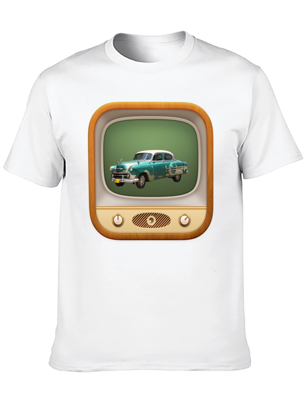 Retro Car TV Graphic Black T-Shirt
