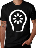 Abstract Light Bulb Graphic Tee - Black Cotton Blend