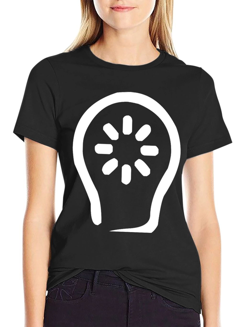 Abstract Light Bulb Graphic Tee - Black Cotton Blend