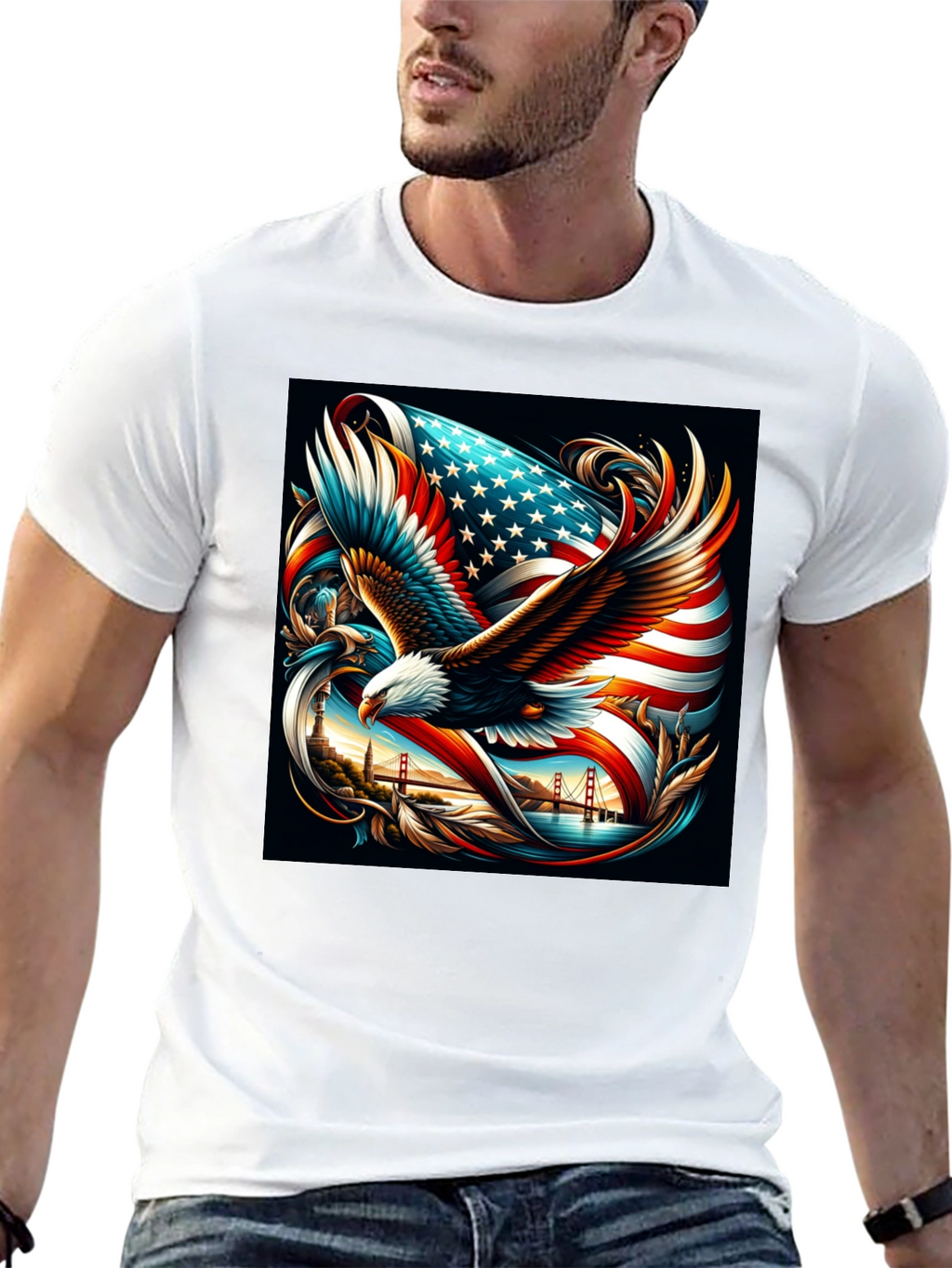 Patriotic Eagle & Flag Graphic Tee