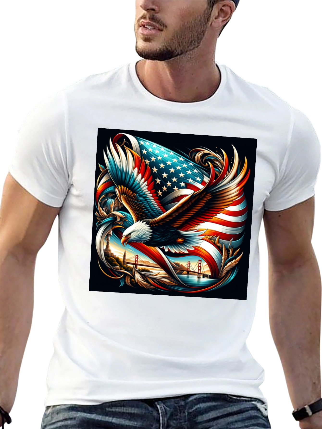 Patriotic Eagle & Flag Graphic Tee