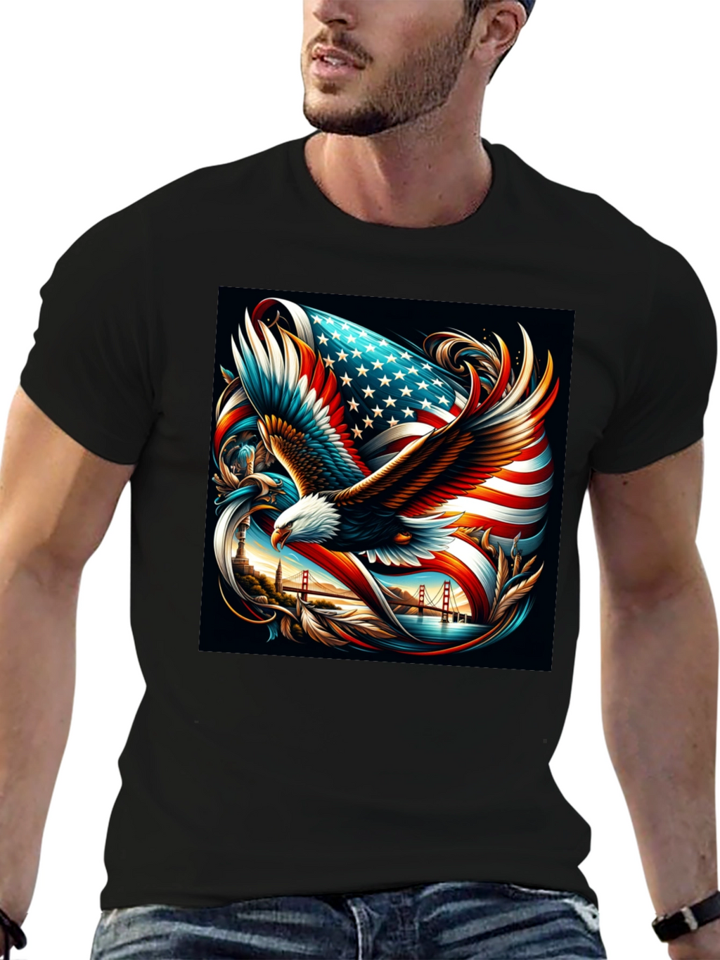 Patriotic Eagle & Flag Graphic Tee