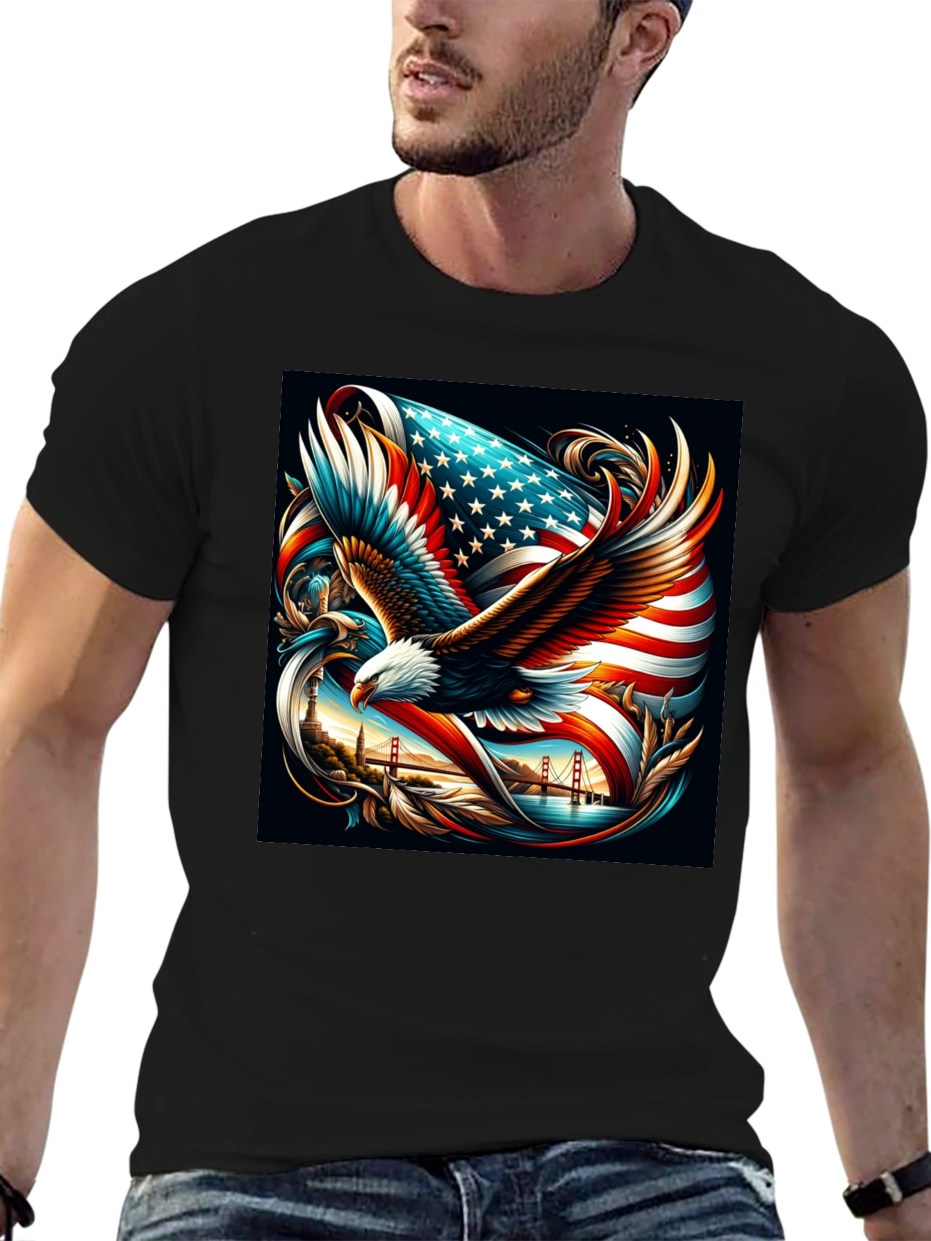 Patriotic Eagle & Flag Graphic Tee