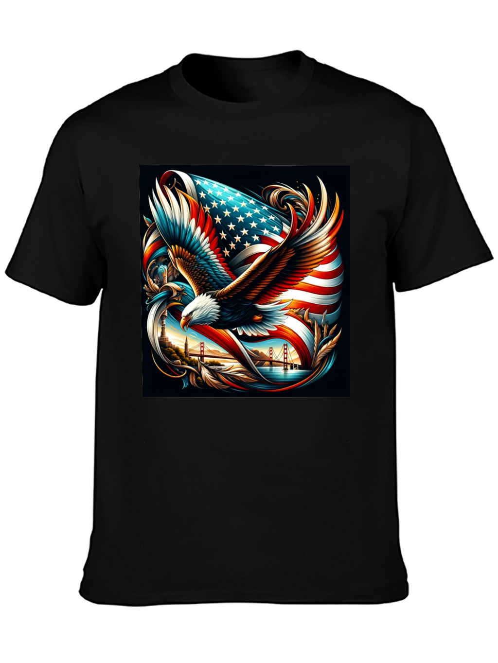 Patriotic Eagle & Flag Graphic Tee