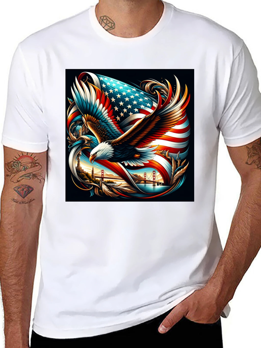 Patriotic Eagle & Flag Graphic Tee