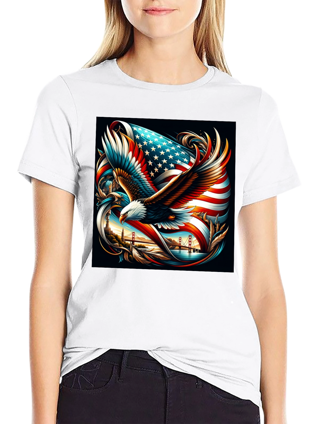 Patriotic Eagle & Flag Graphic Tee
