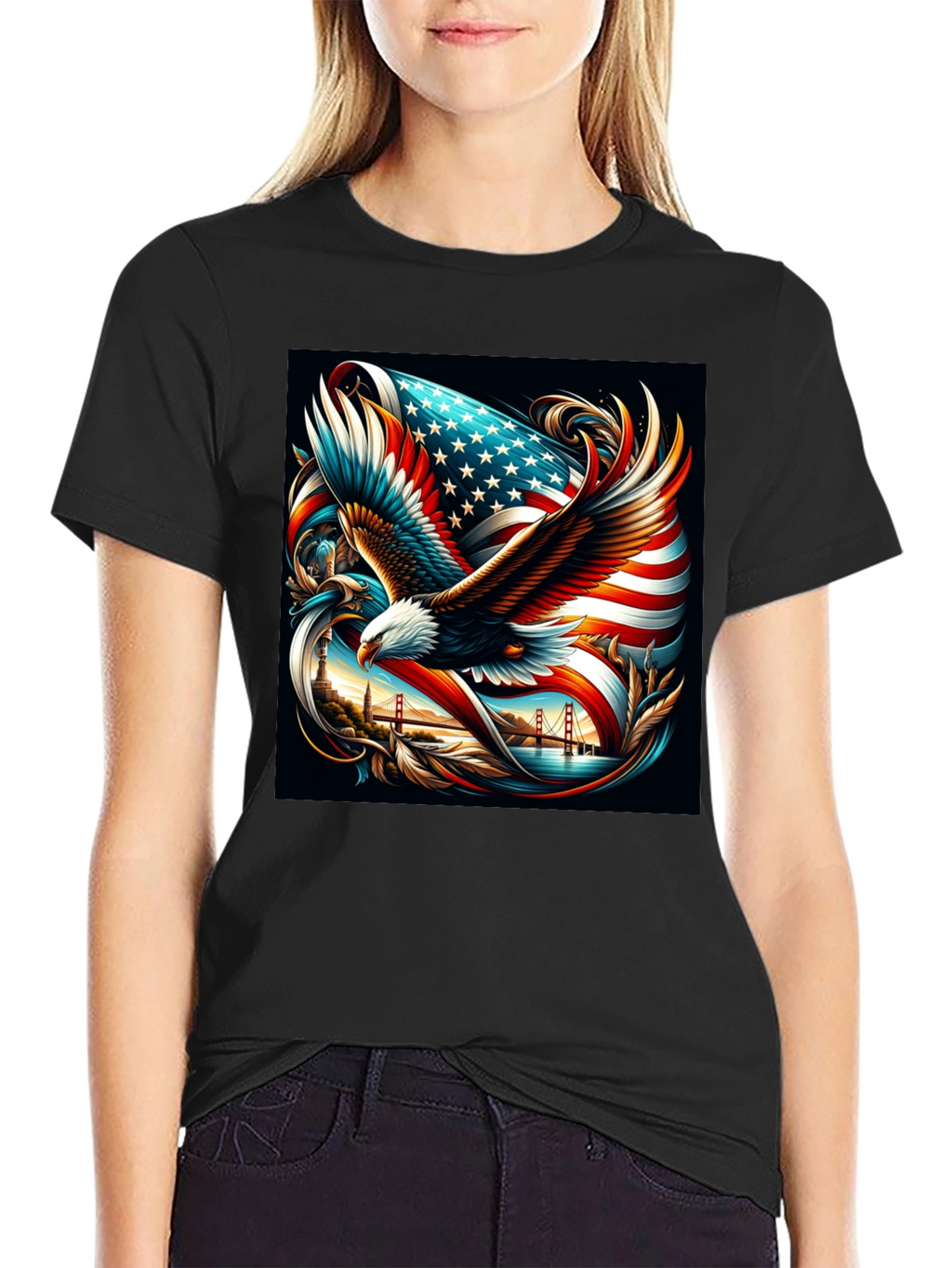 Patriotic Eagle & Flag Graphic Tee