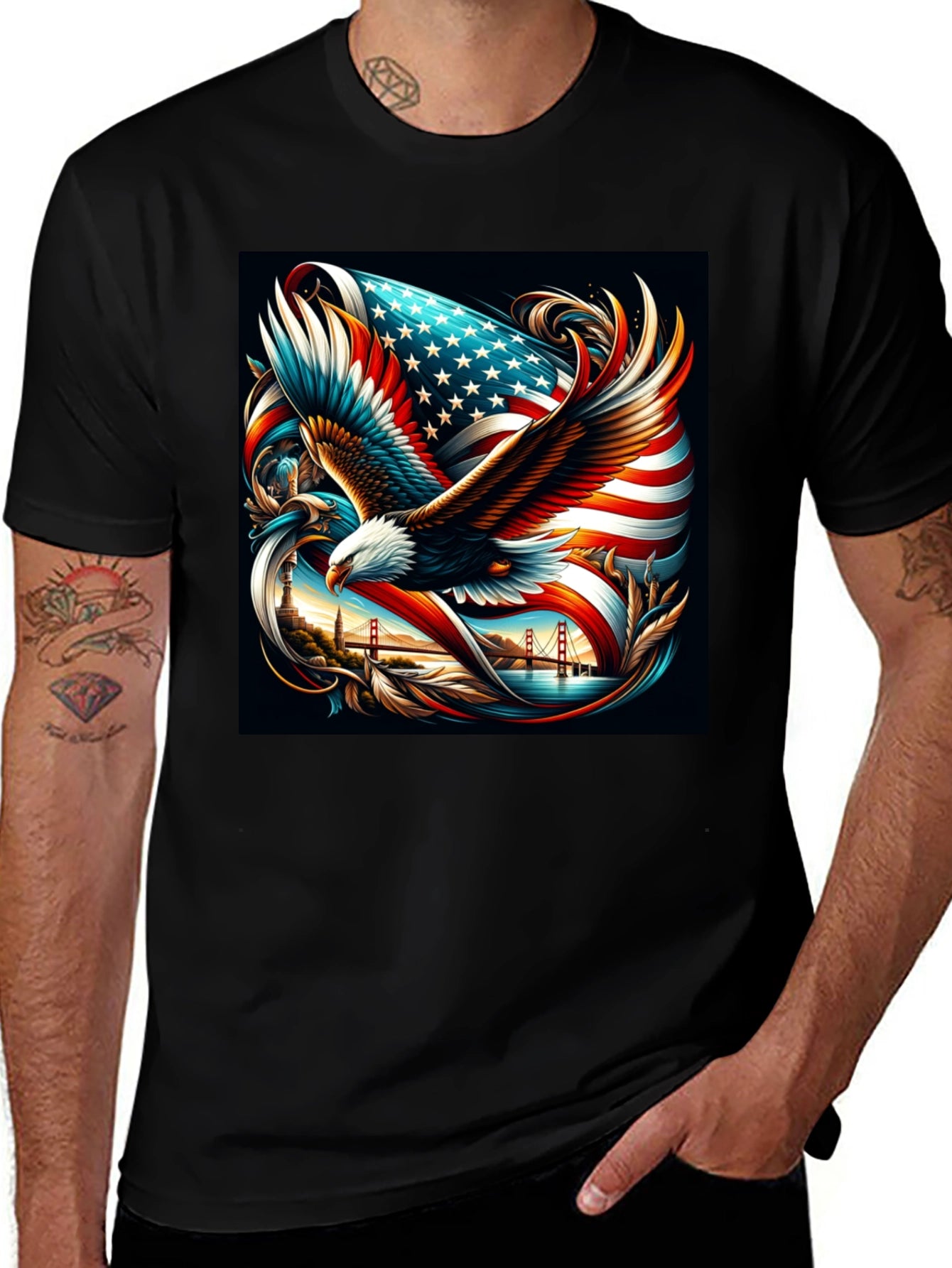 Patriotic Eagle & Flag Graphic Tee