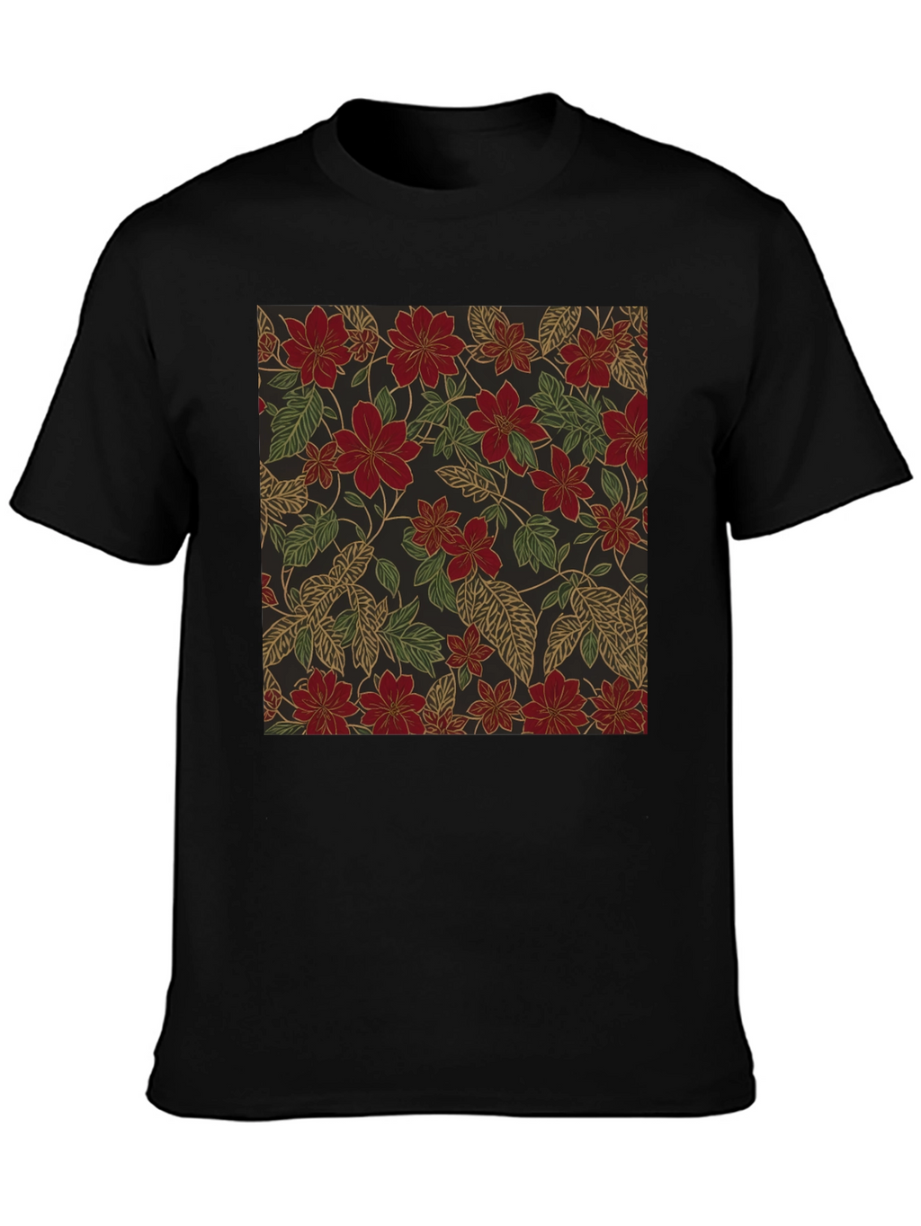 Floral Print T-Shirt - Classic Black Tee