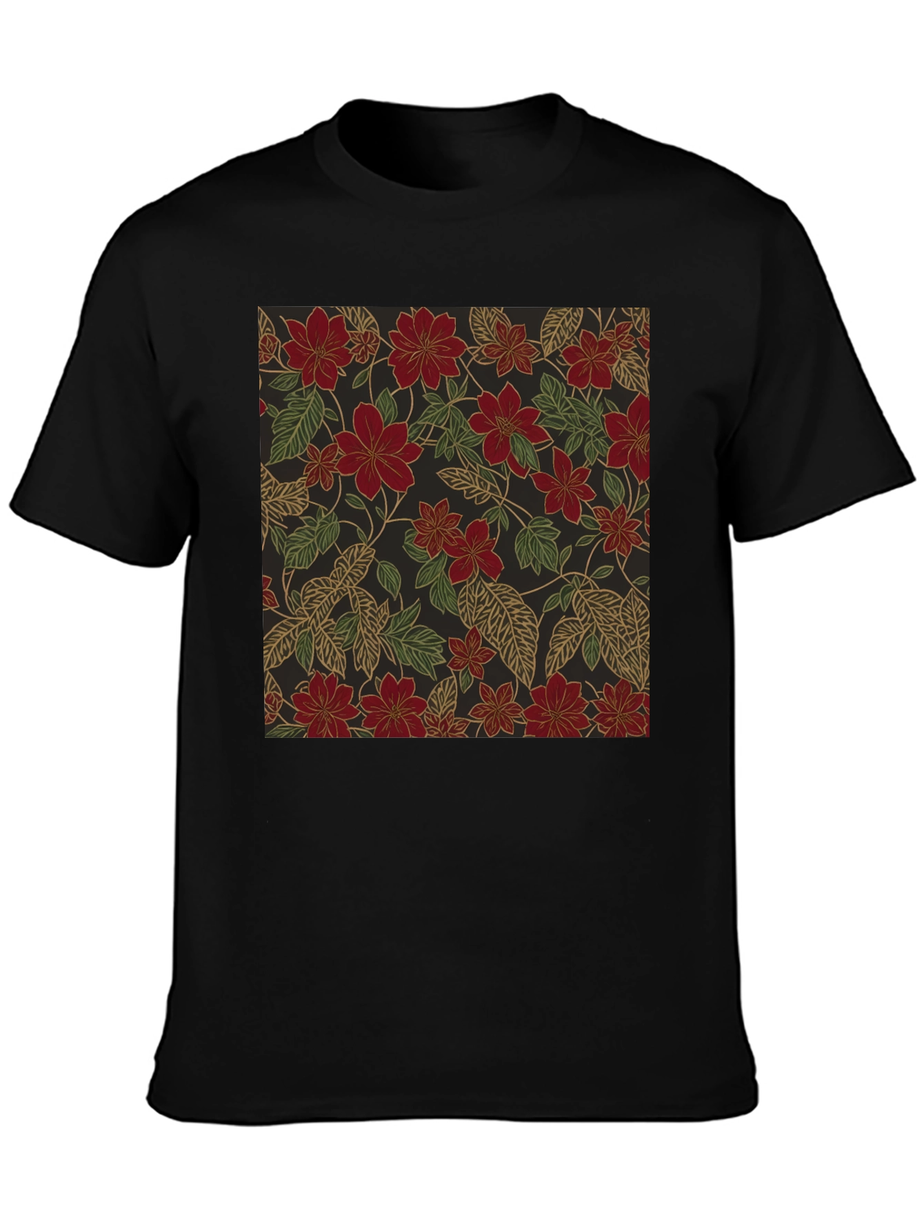 Floral Print T-Shirt - Classic Black Tee