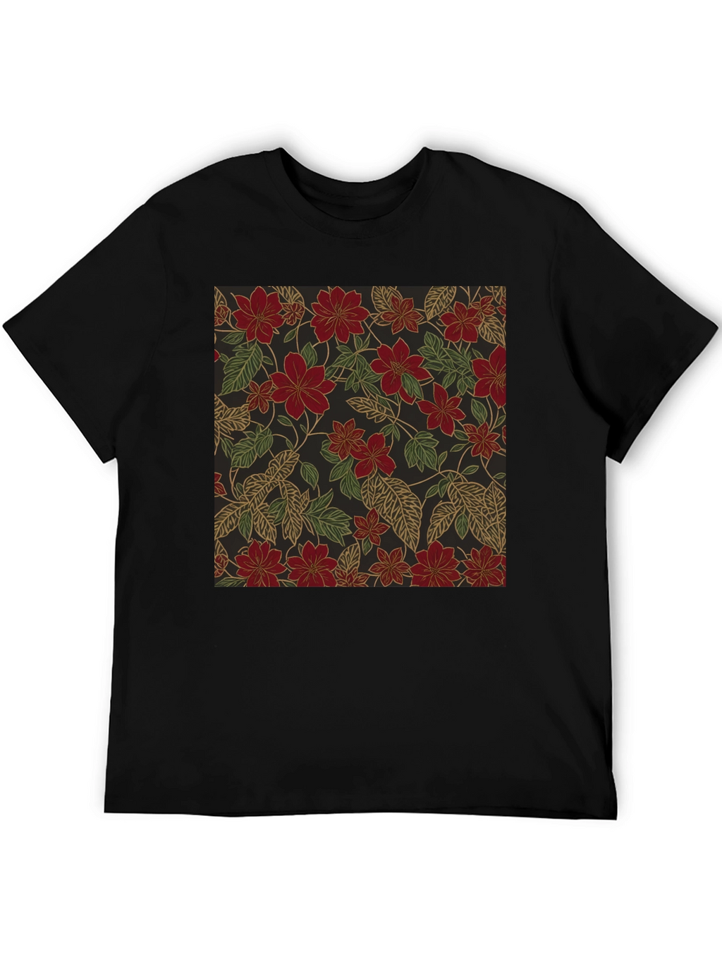 Floral Print T-Shirt - Classic Black Tee