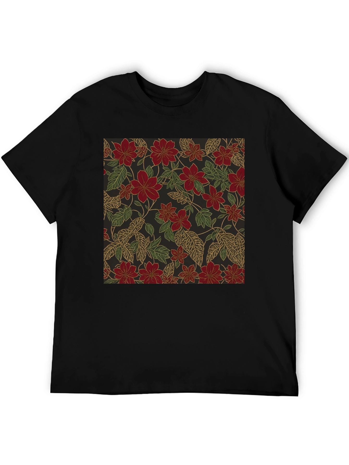 Floral Print T-Shirt - Classic Black Tee