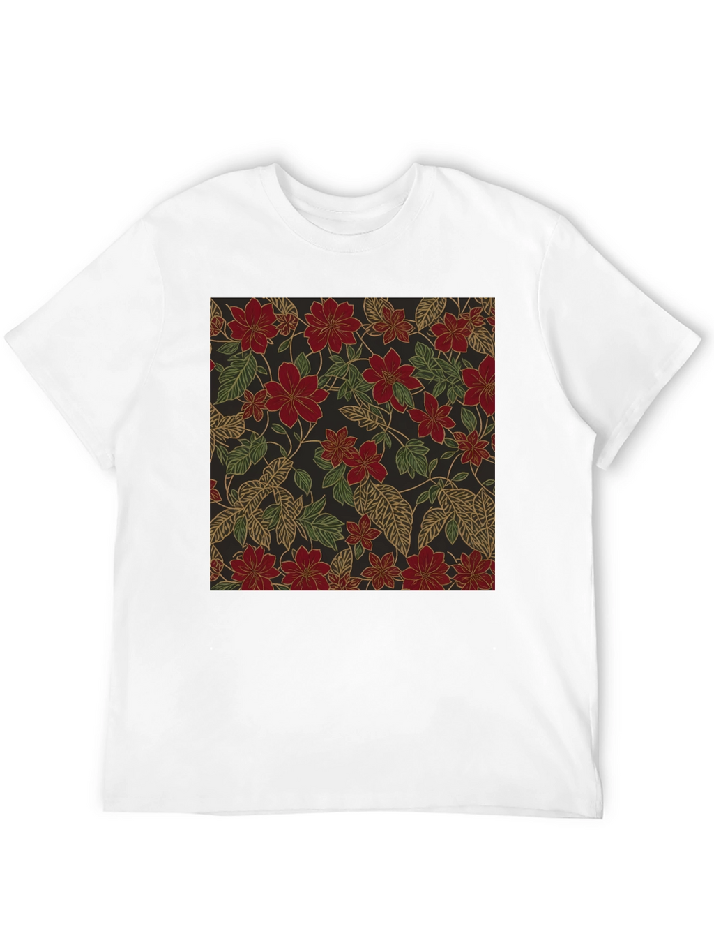 Floral Print T-Shirt - Classic Black Tee