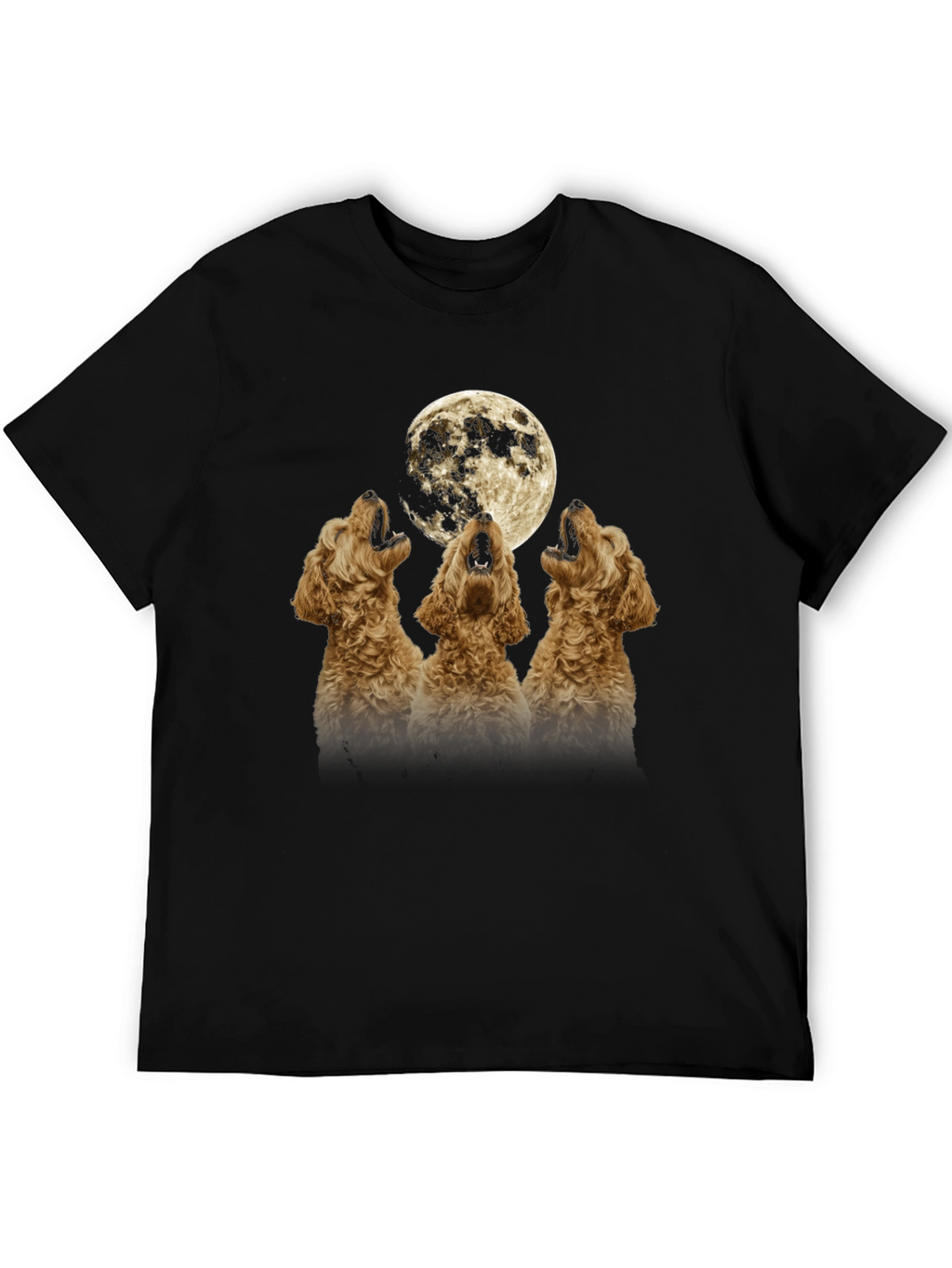 Howling Dogs Moon Graphic T-Shirt - Black