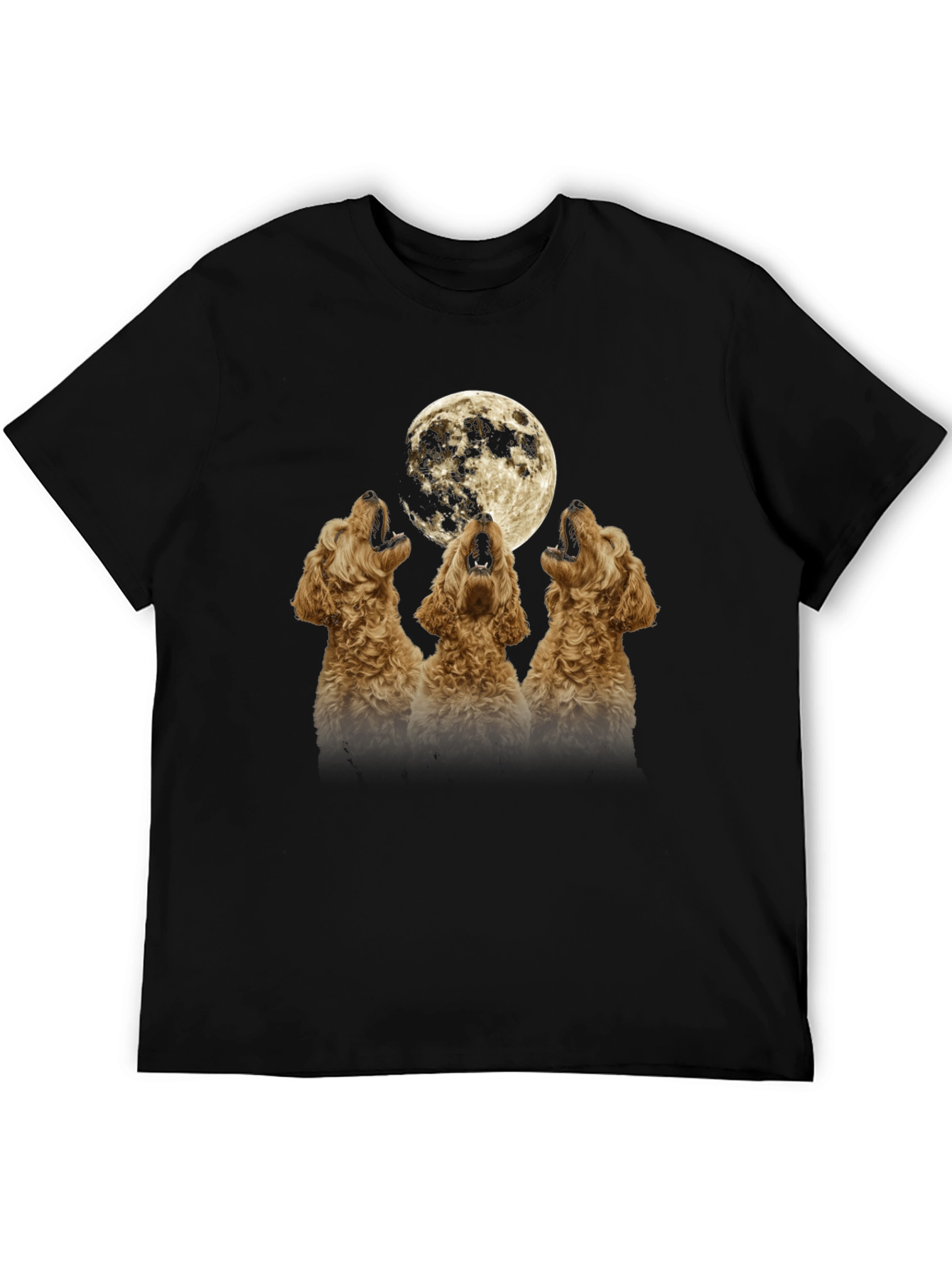 Howling Dogs Moon Graphic T-Shirt - Black