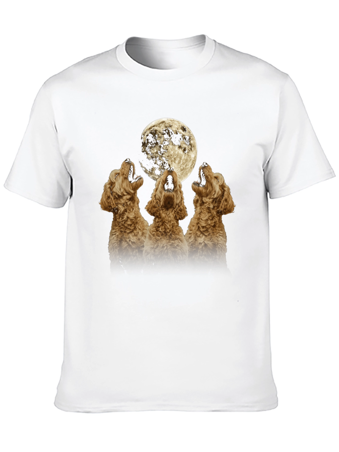 Howling Dogs Moon Graphic T-Shirt - Black