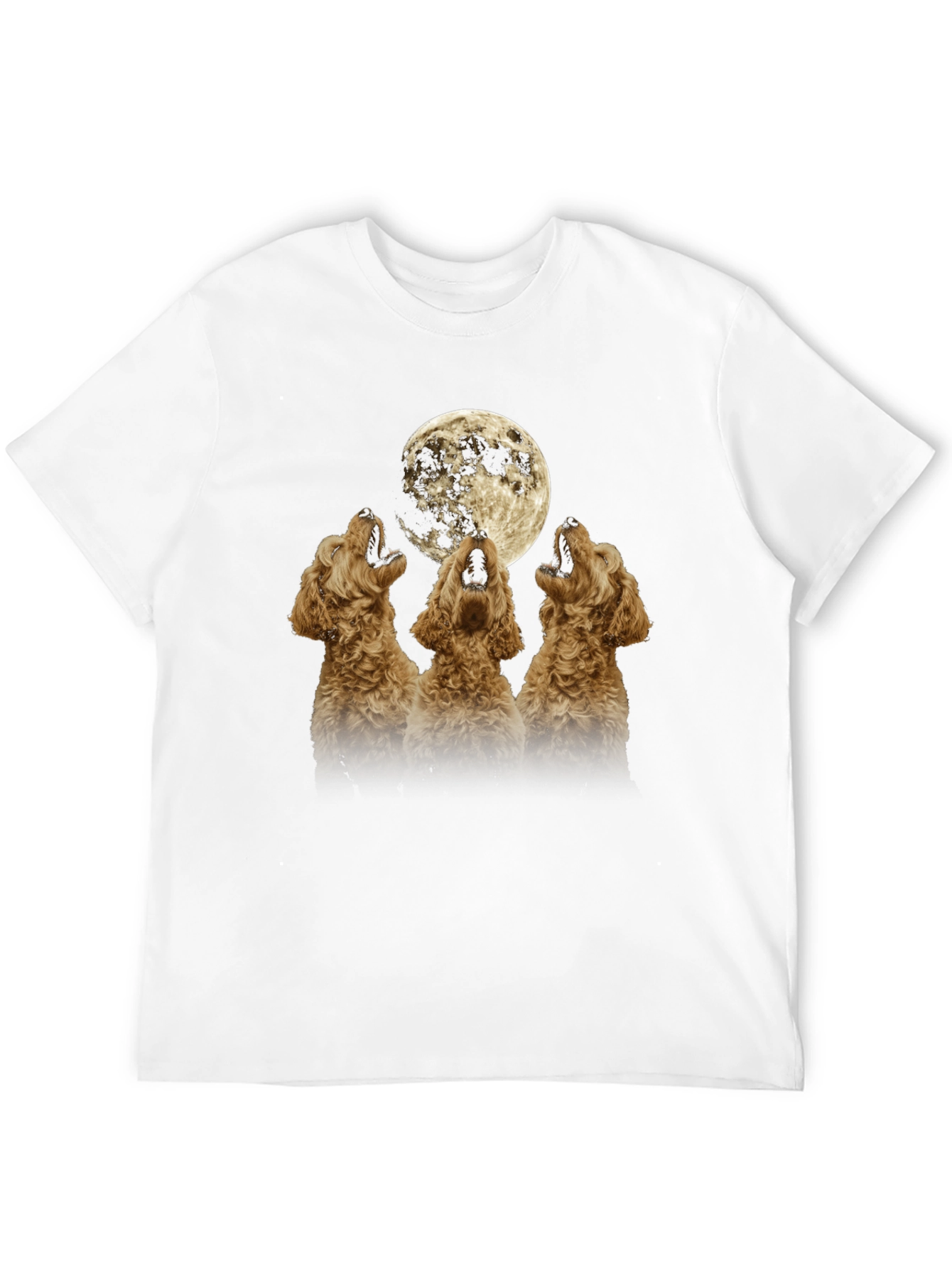 Howling Dogs Moon Graphic T-Shirt - Black