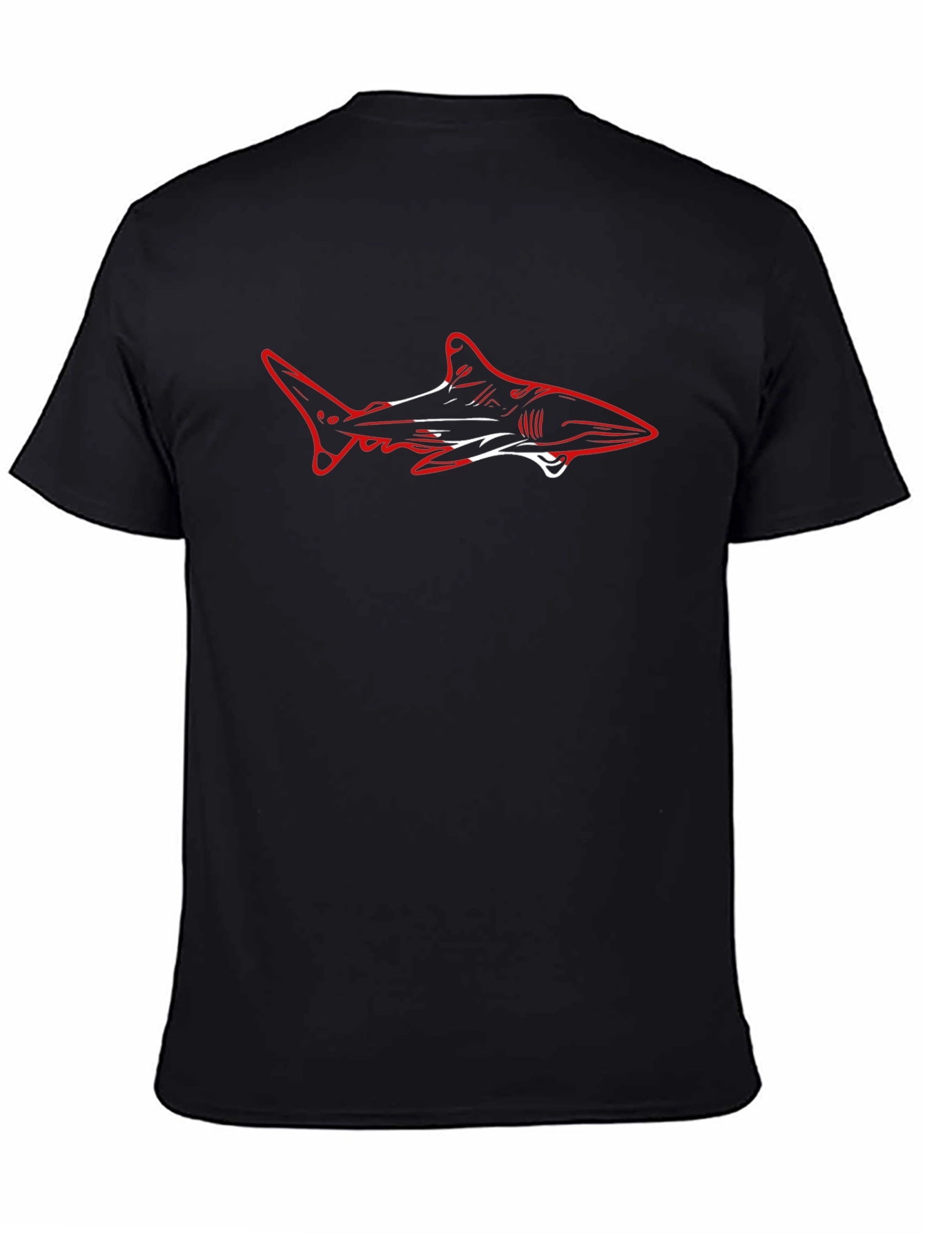 Mens Black T-Shirt with Shark Graphic