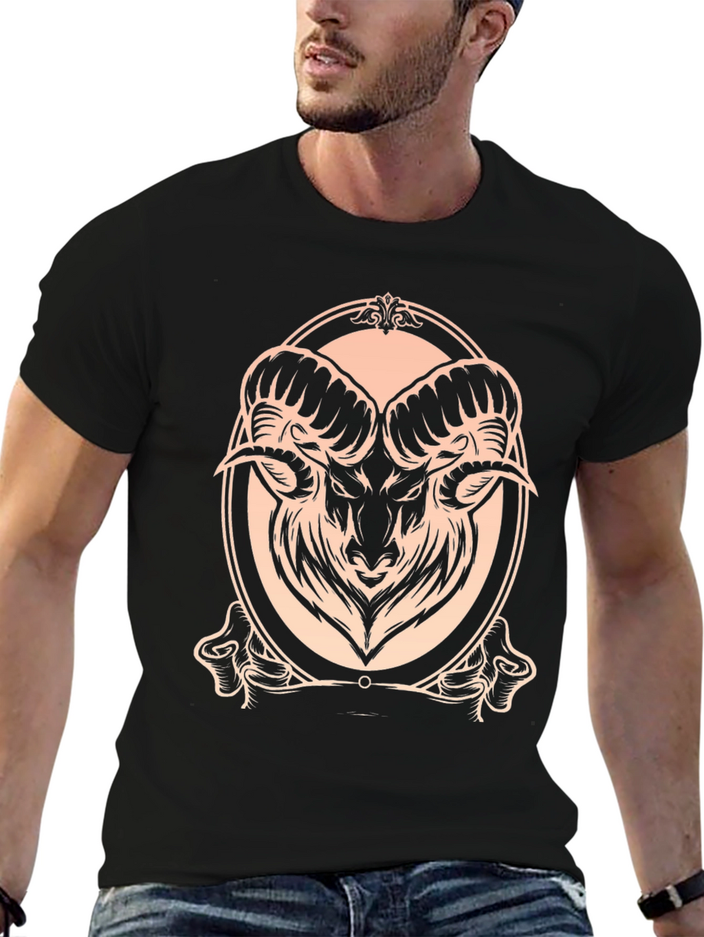 Ram Graphic Tee - Stylish Black Cotton T-Shirt