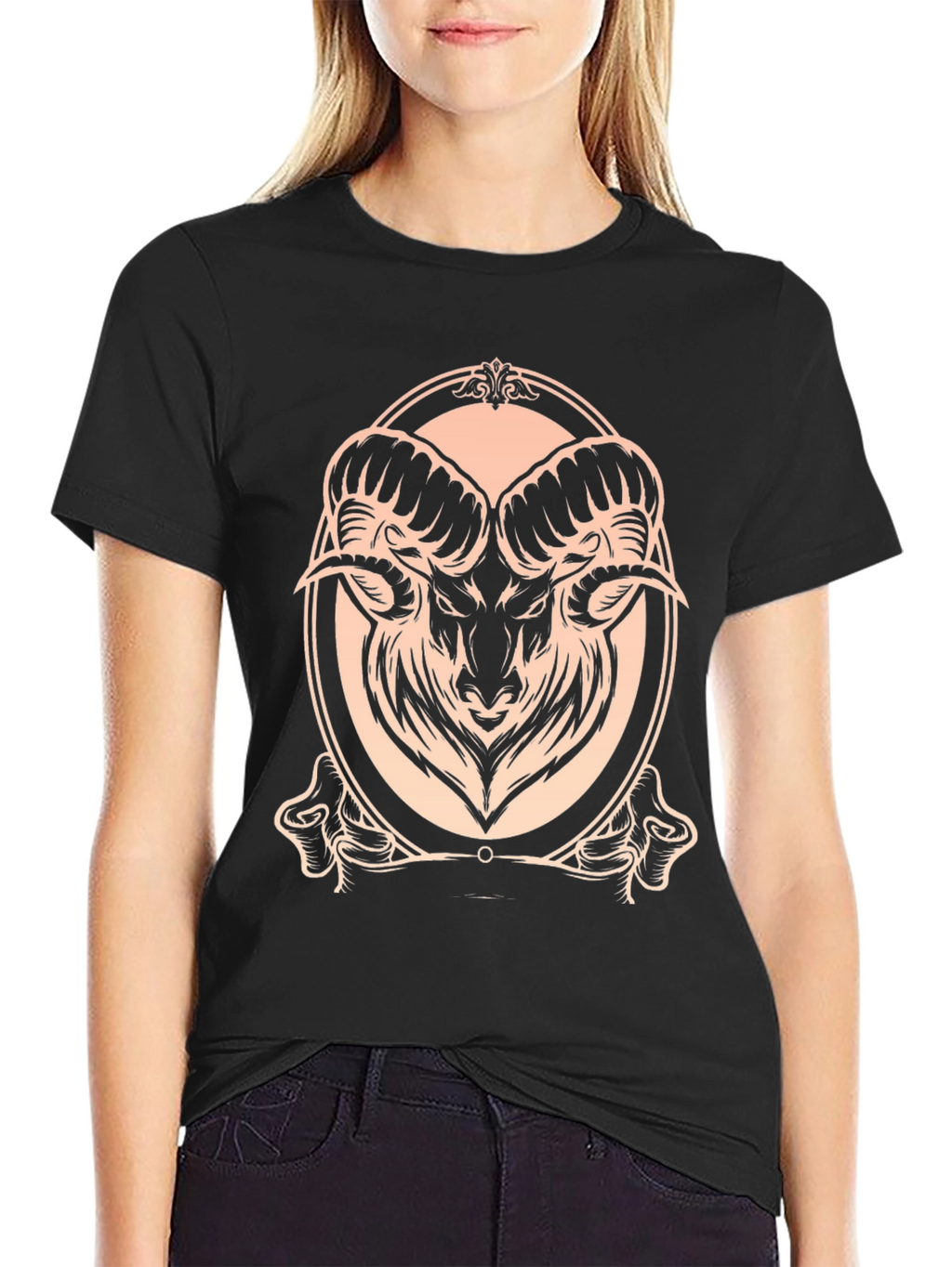 Ram Graphic Tee - Stylish Black Cotton T-Shirt