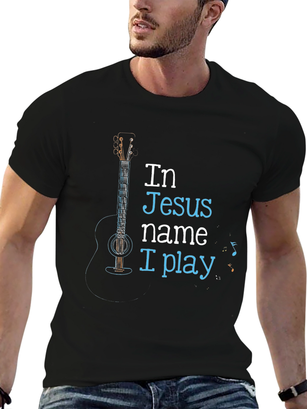 In Jesus Name I Play Black T-Shirt