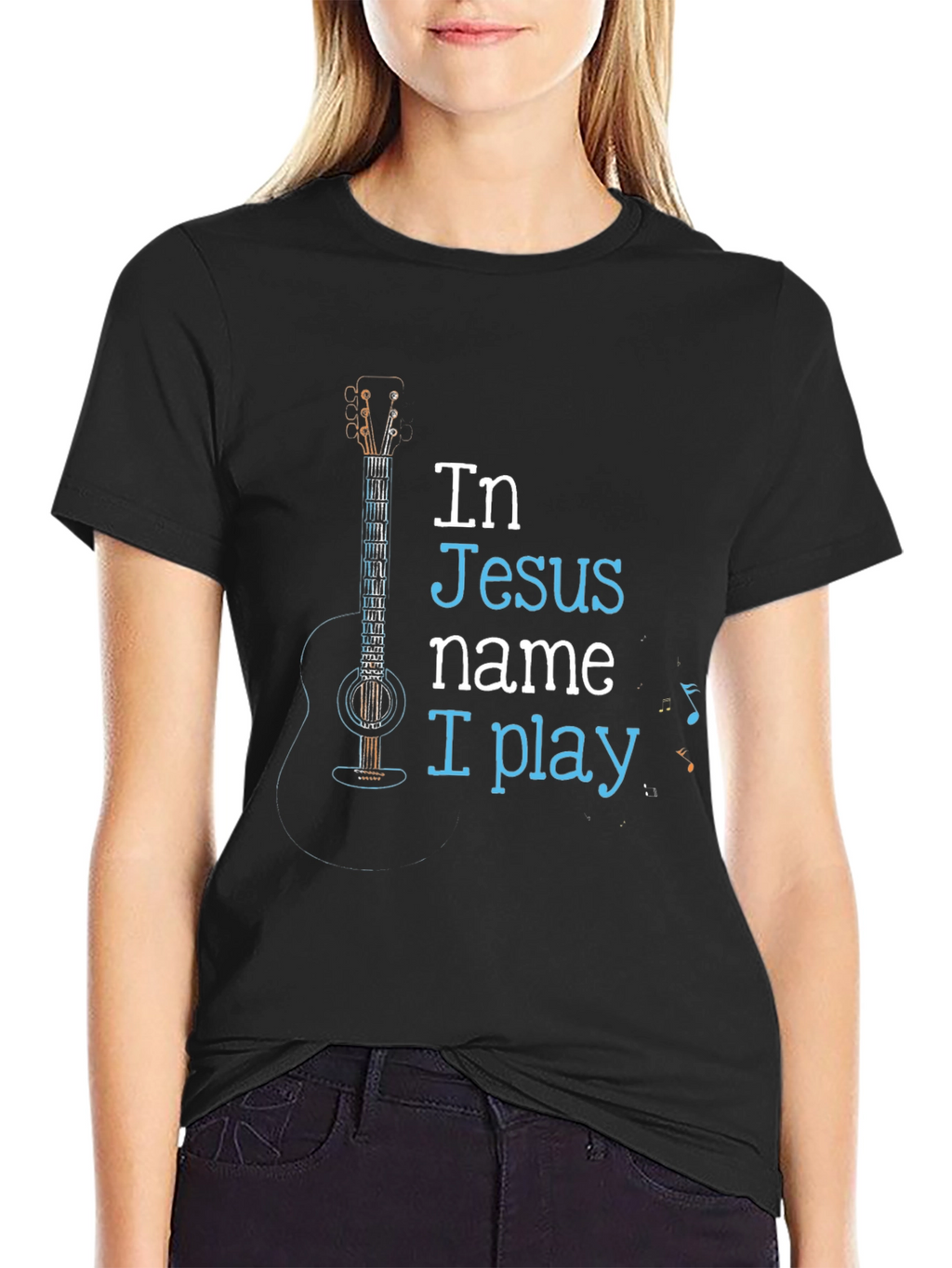 In Jesus Name I Play Black T-Shirt