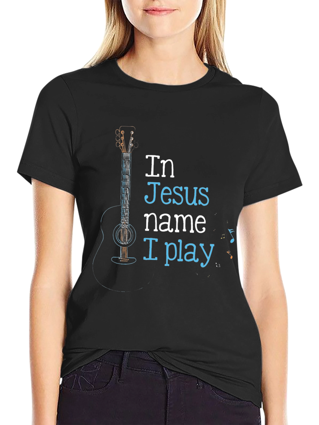 In Jesus Name I Play Black T-Shirt