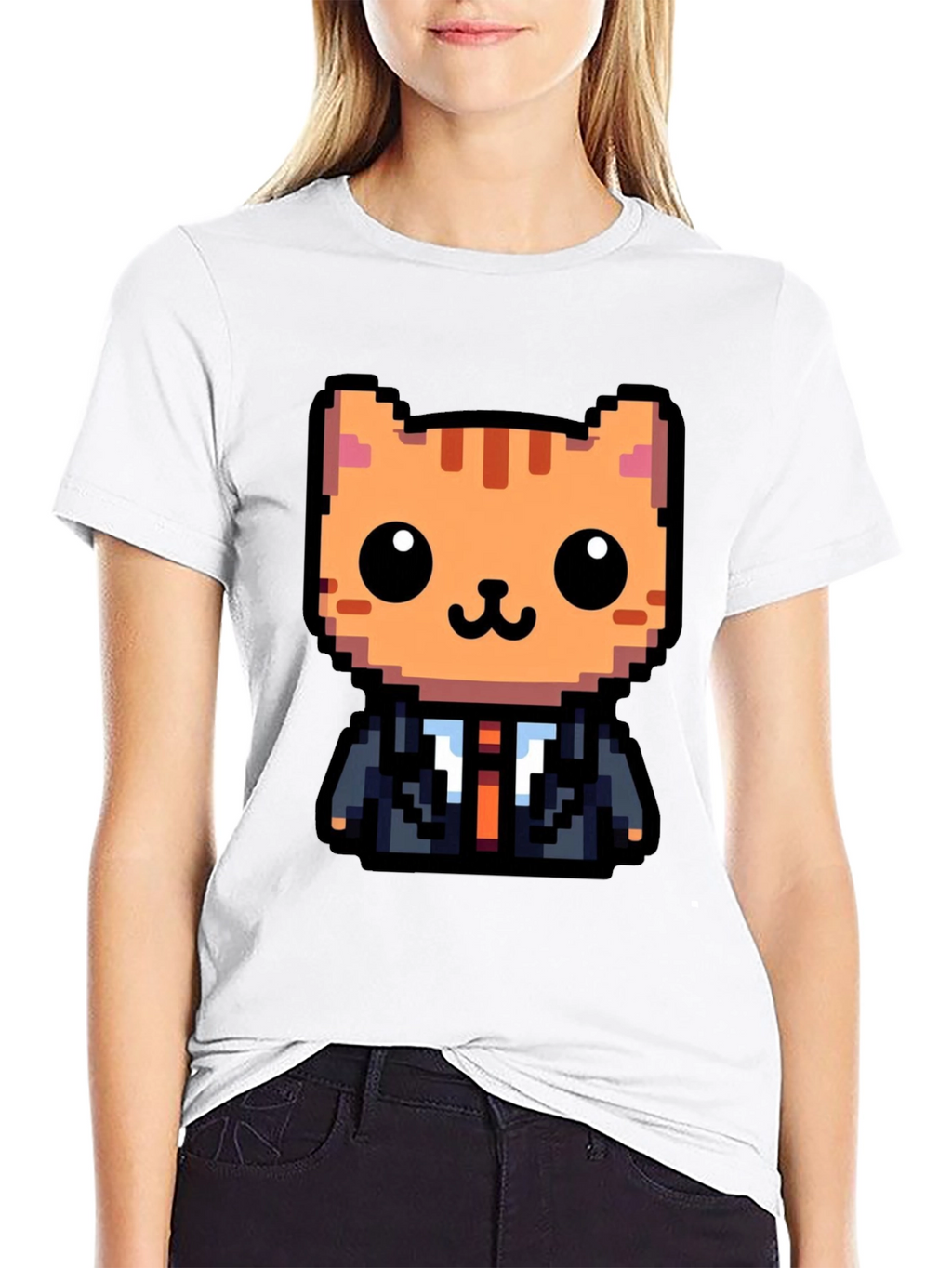 Pixel Art Cat T-Shirt - Business Cat Tee