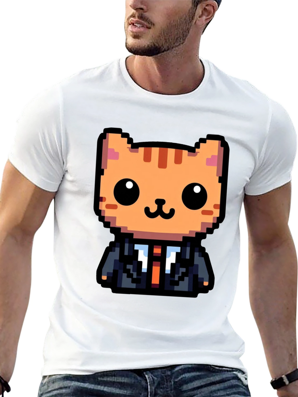 Pixel Art Cat T-Shirt - Business Cat Tee
