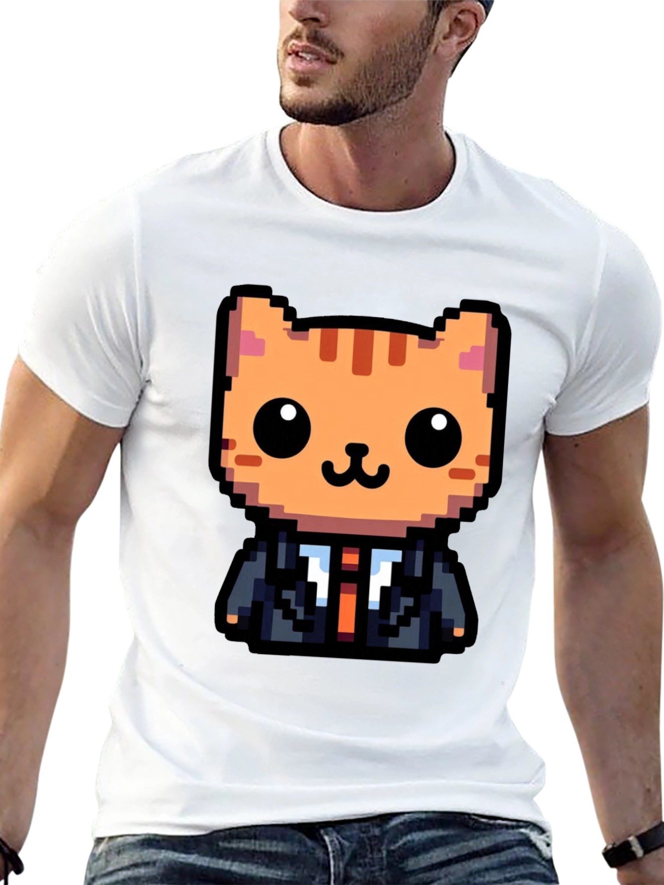 Pixel Art Cat T-Shirt - Business Cat Tee