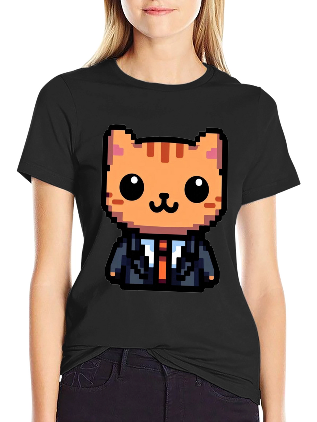 Pixel Art Cat T-Shirt - Business Cat Tee