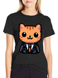 Pixel Art Cat T-Shirt - Business Cat Tee
