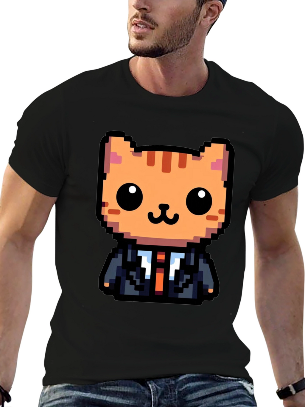 Pixel Art Cat T-Shirt - Business Cat Tee