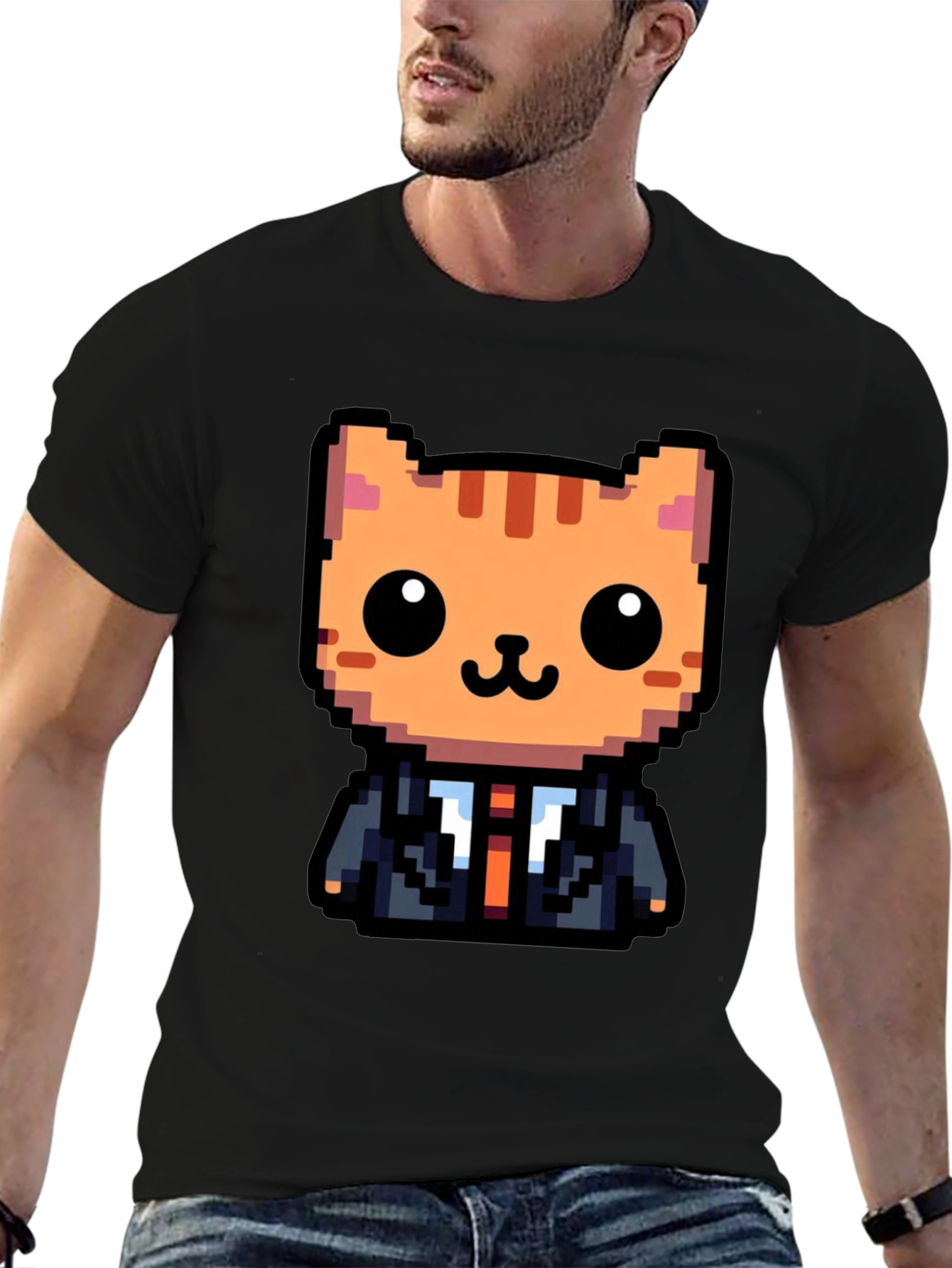 Pixel Art Cat T-Shirt - Business Cat Tee