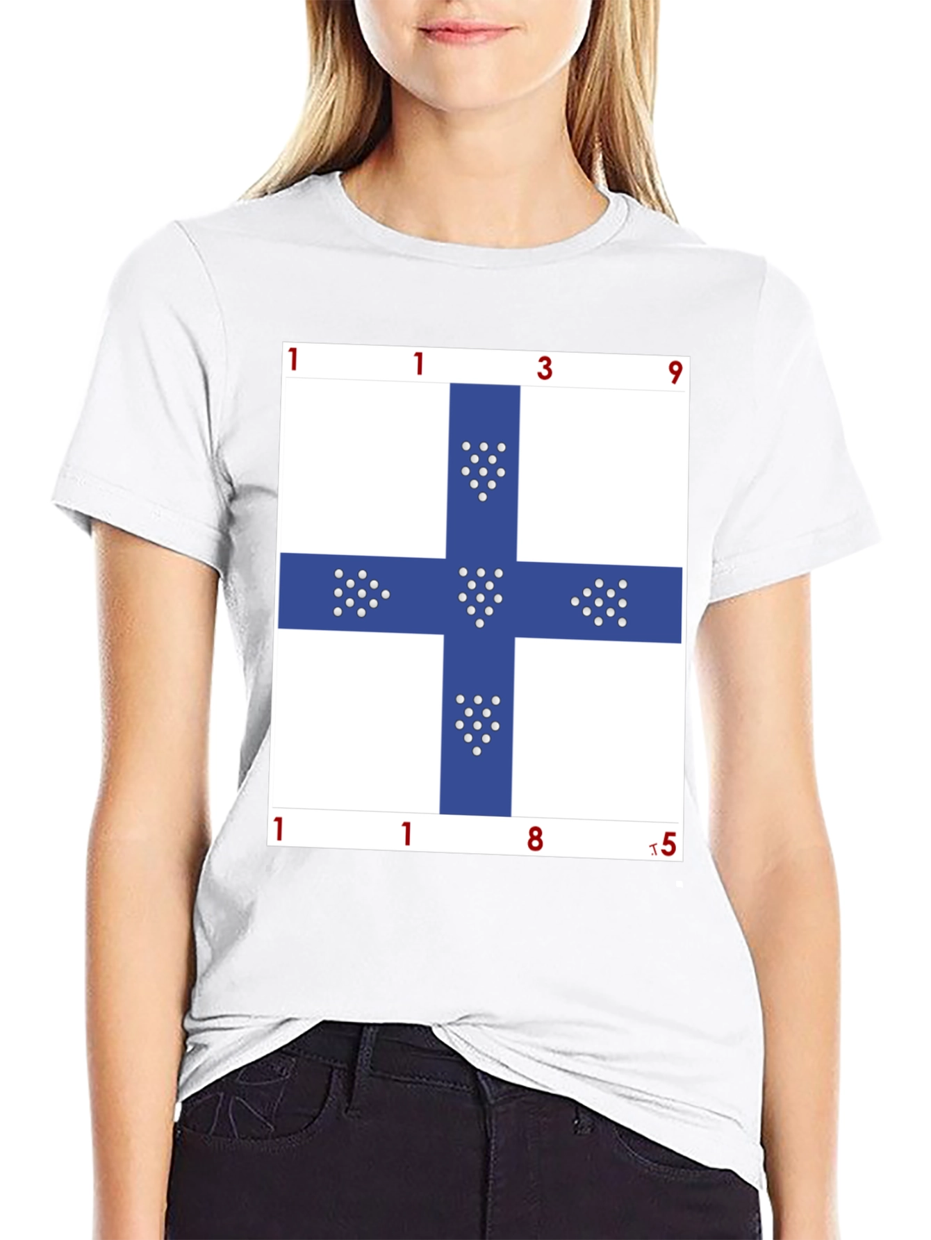 Unique Blue Cross Graphic T-Shirt