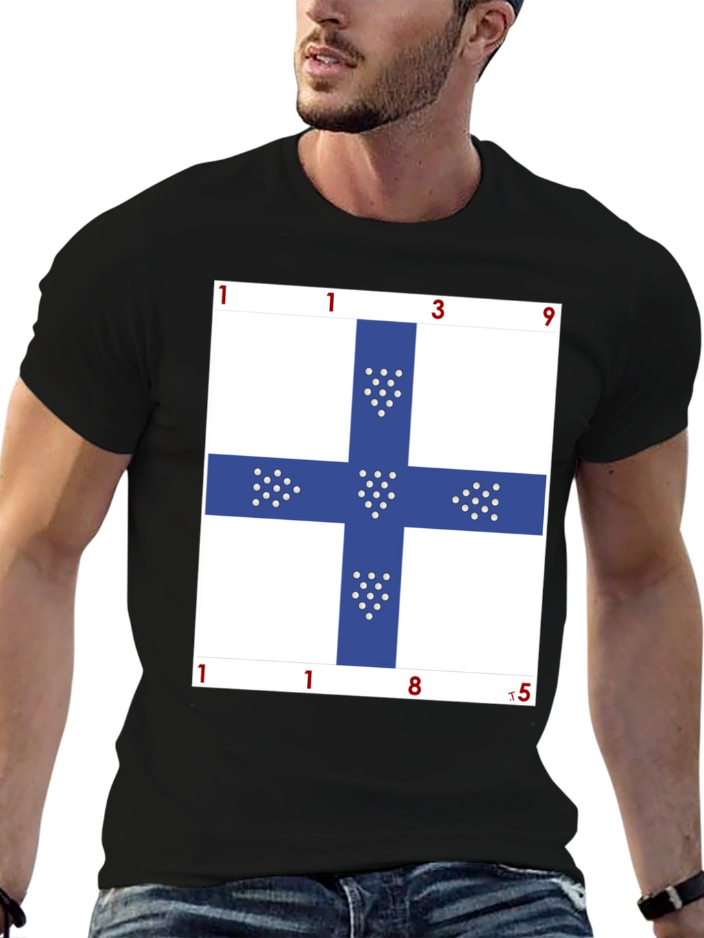 Unique Blue Cross Graphic T-Shirt