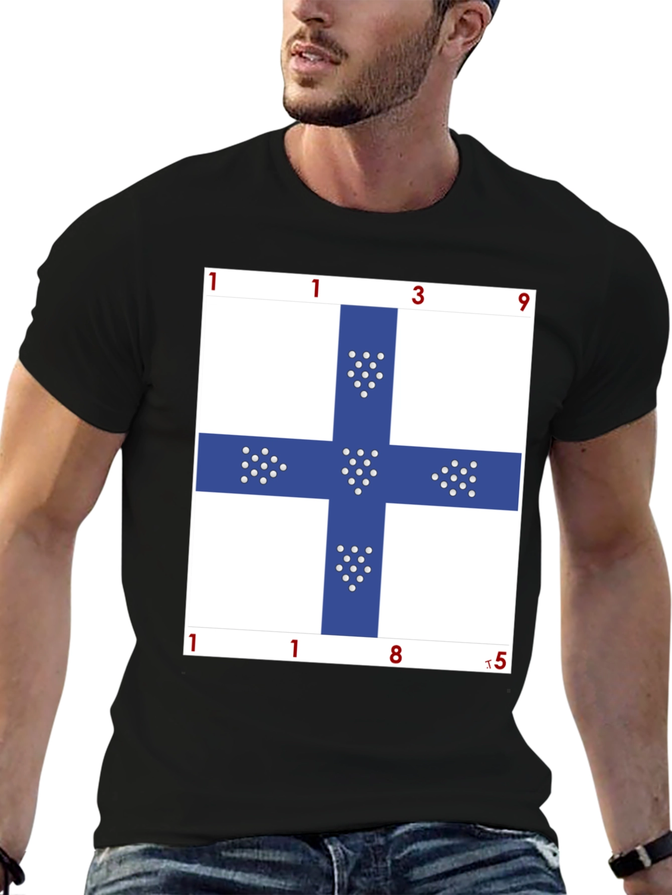 Unique Blue Cross Graphic T-Shirt