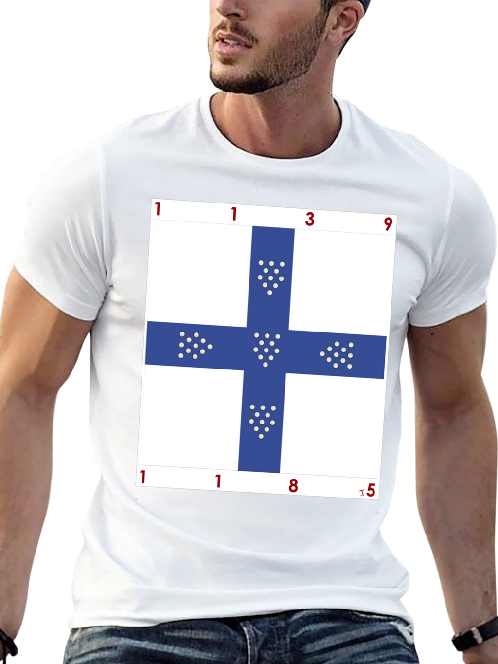 Unique Blue Cross Graphic T-Shirt