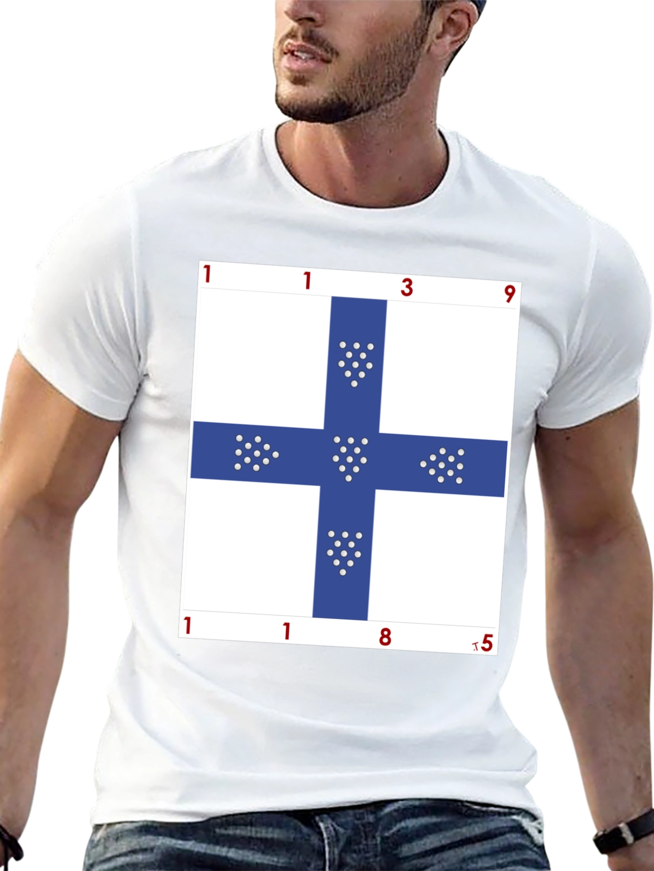 Unique Blue Cross Graphic T-Shirt