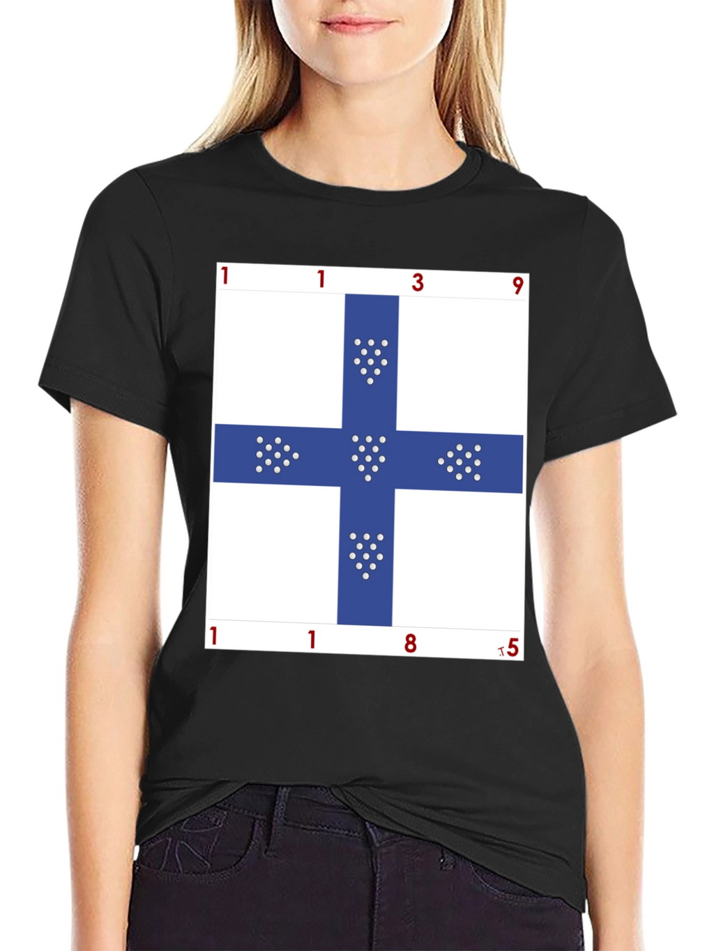 Unique Blue Cross Graphic T-Shirt