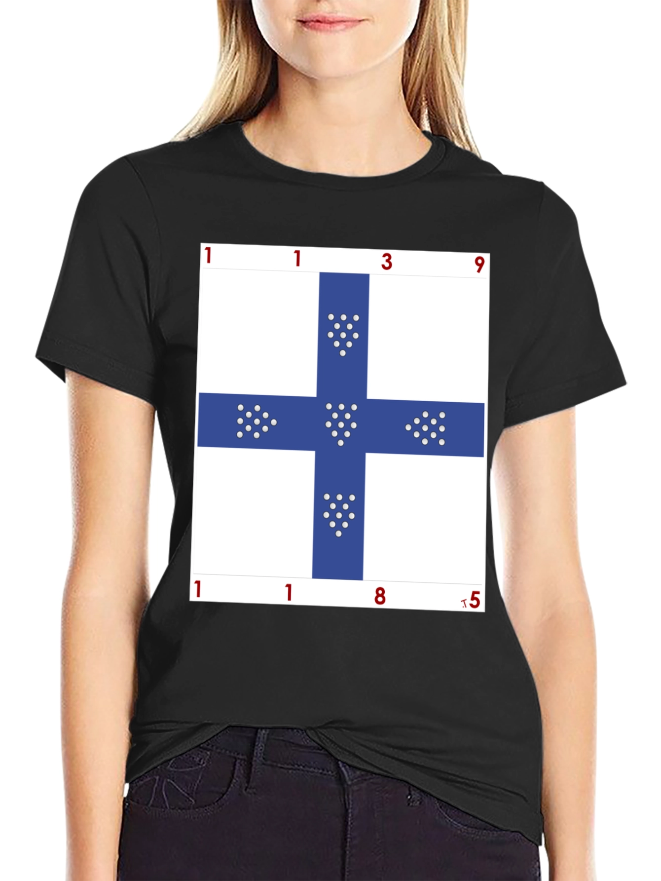 Unique Blue Cross Graphic T-Shirt