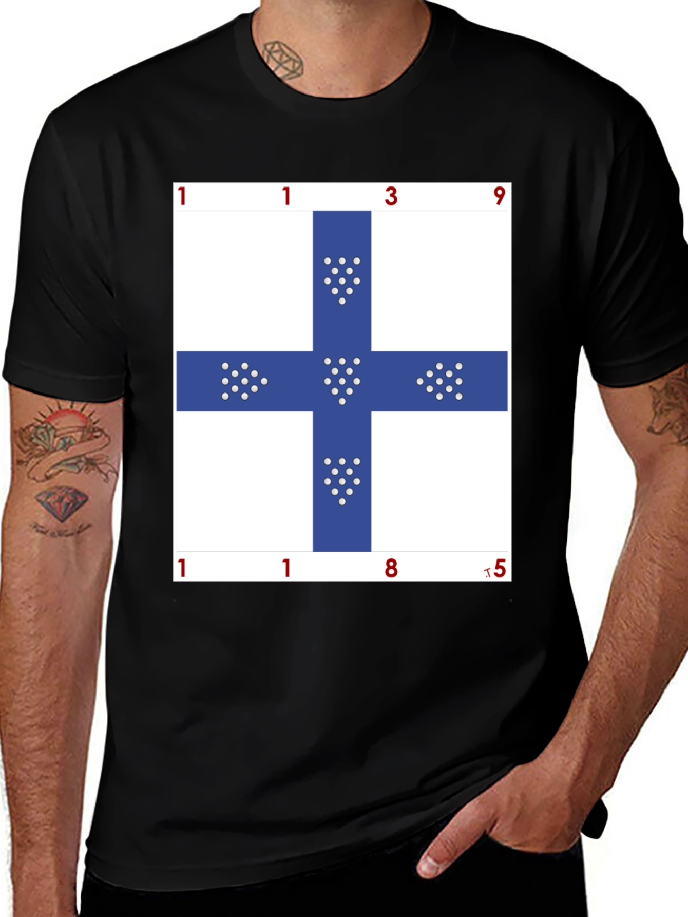 Unique Blue Cross Graphic T-Shirt