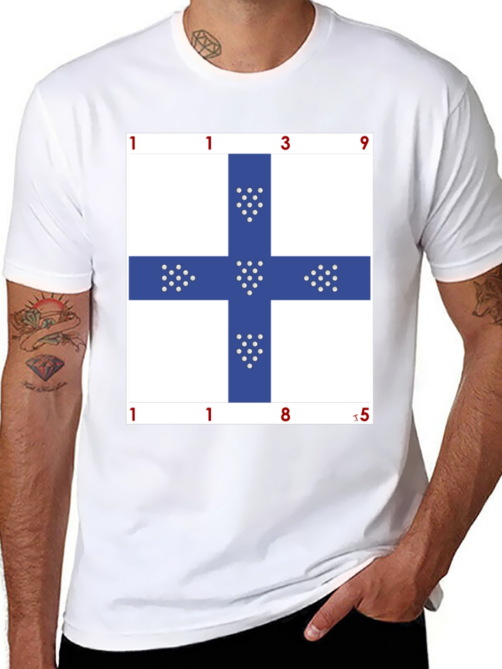 Unique Blue Cross Graphic T-Shirt