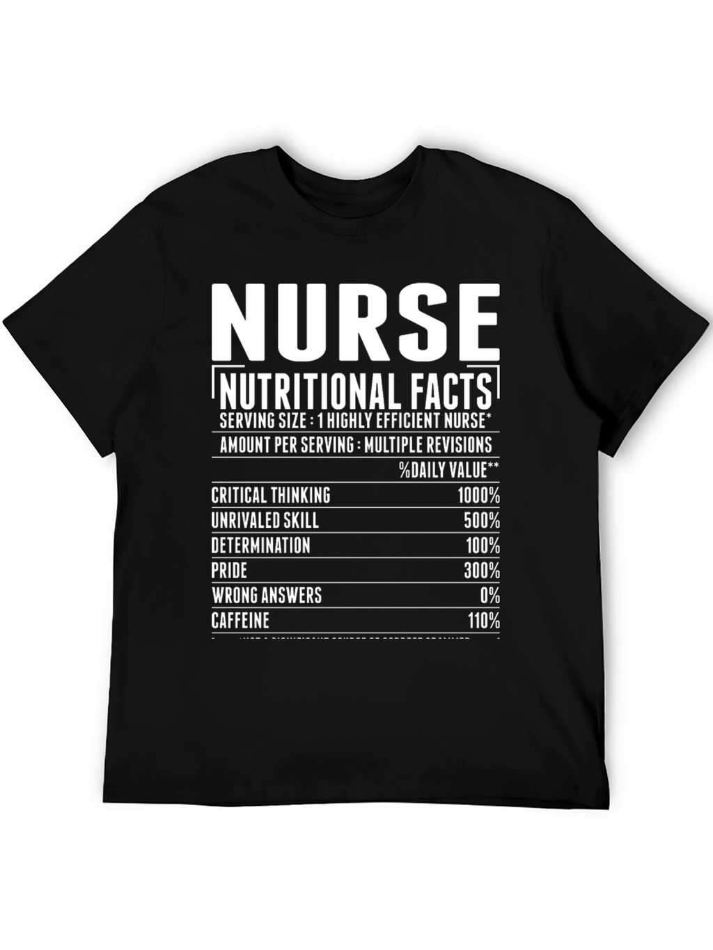 Nurse Nutritional Facts Graphic T-Shirt