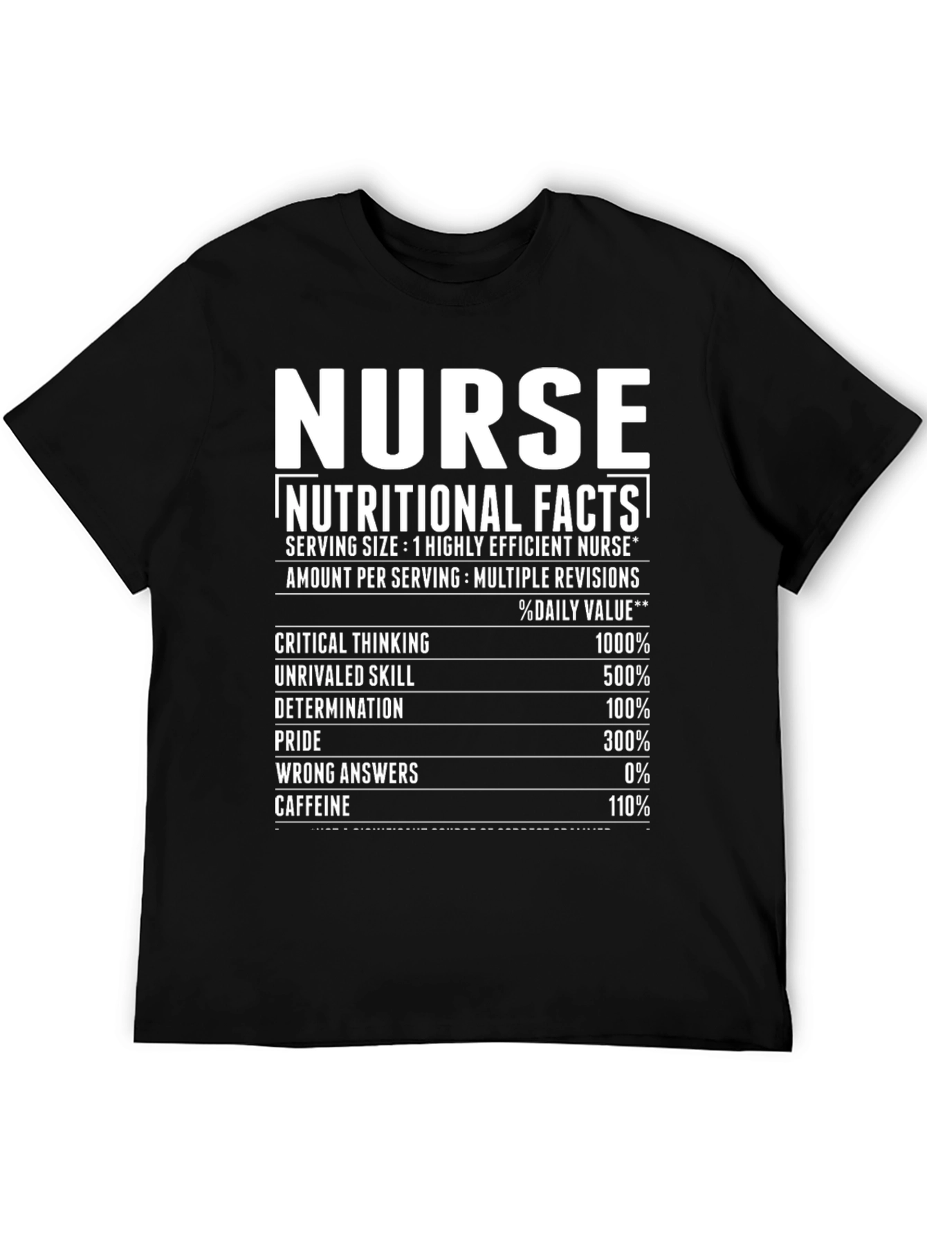 Nurse Nutritional Facts Graphic T-Shirt