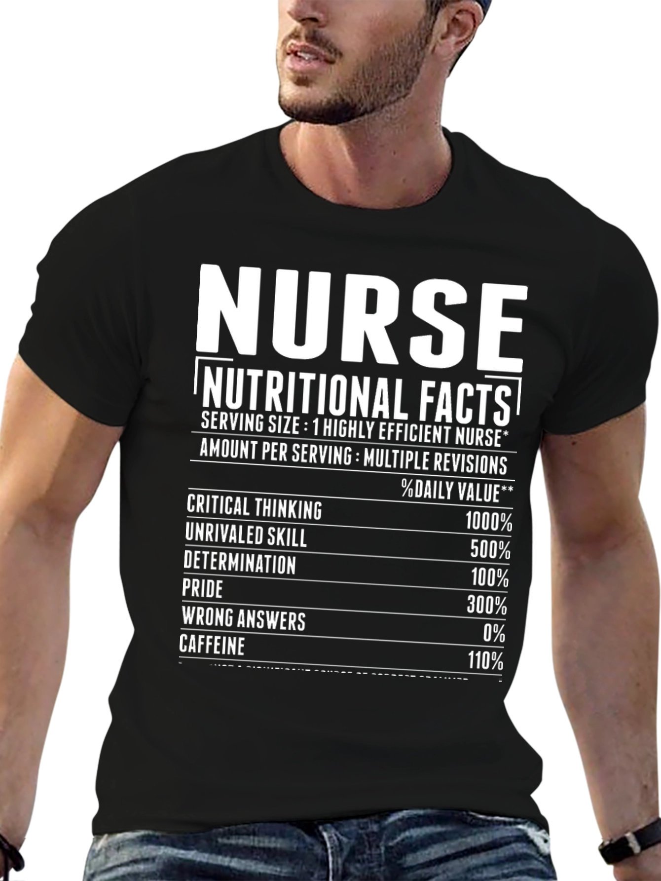 Nurse Nutritional Facts Graphic T-Shirt