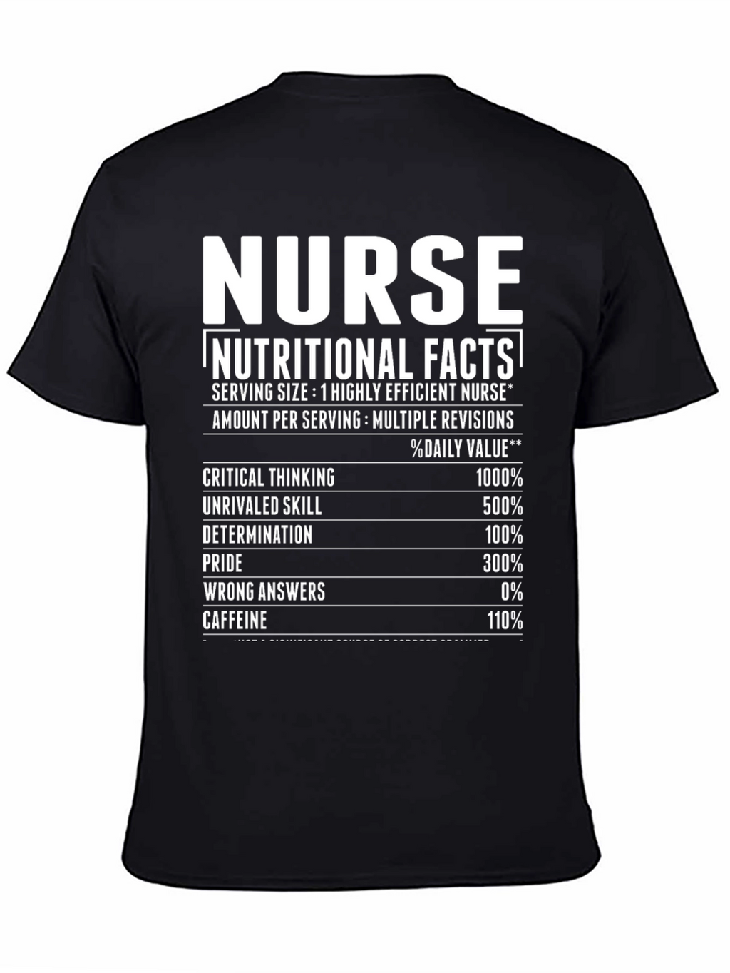 Nurse Nutritional Facts Graphic T-Shirt